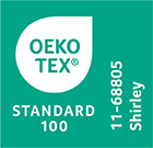STANDARD 100 by OEKO-TEX® Dyed or printed woven fabrics made of cotton in blends with recycled polyester 2023 Cert Number 11-68805